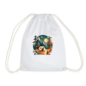 Camping with caravans in the mountains - Drawstring Bag - white - Front