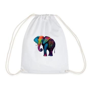 Colorful elephant - Drawstring Bag - white - Front