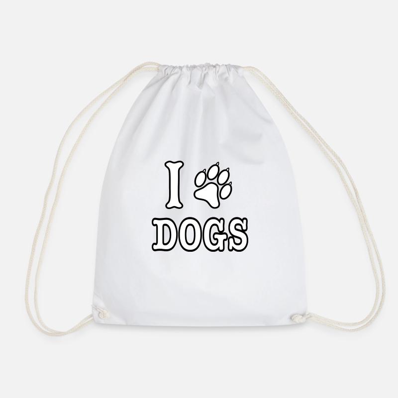 I Love Dogs - Drawstring Bag - white
