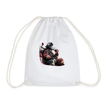 Firefighter enjoys his beer - Drawstring Bag - white - Front