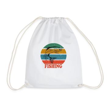Retro Fishing 2 - Drawstring Bag - white - Front