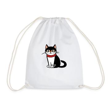 Cute cat - Drawstring Bag - white - Front