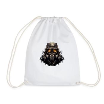 Gas Mask Soldier - Drawstring Bag - white - Front