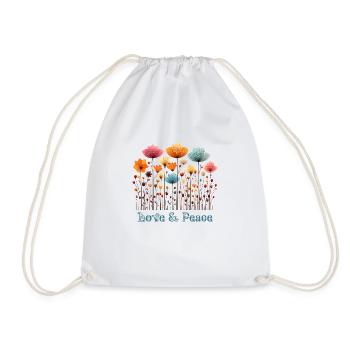 Coquelicot Floral Lettrage Amour & Paix Amour Paix - Sac de sport léger - blanc - Devant