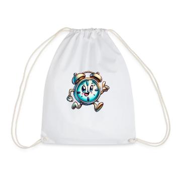 Rush Hour Alarm! Whimsical Running Clock - Drawstring Bag - white - Front