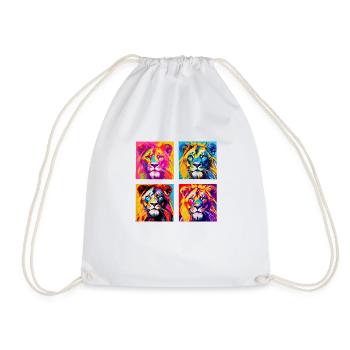 Regal Lion Power: Auffälliges T-Shirt im Pop-Art-Stil - Turnbeutel - Weiß - Vorne