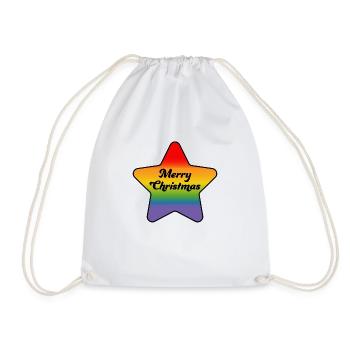 LGBTQI Merry Christmas Rainbow Star - Drawstring Bag - white - Front