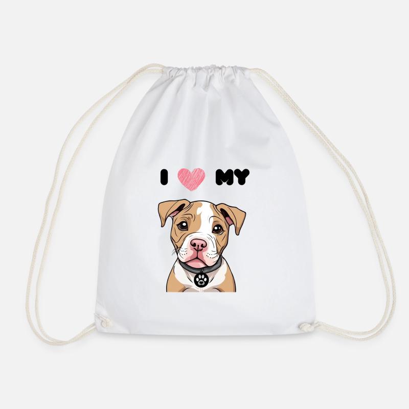 kleiner Pitbull - Bully Welpe - süßer Hund - Liebe - Turnbeutel - Weiß