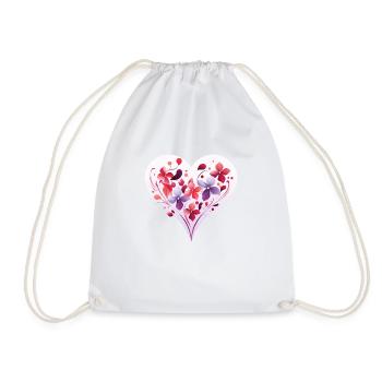 Floral Heart - Drawstring Bag - white - Front
