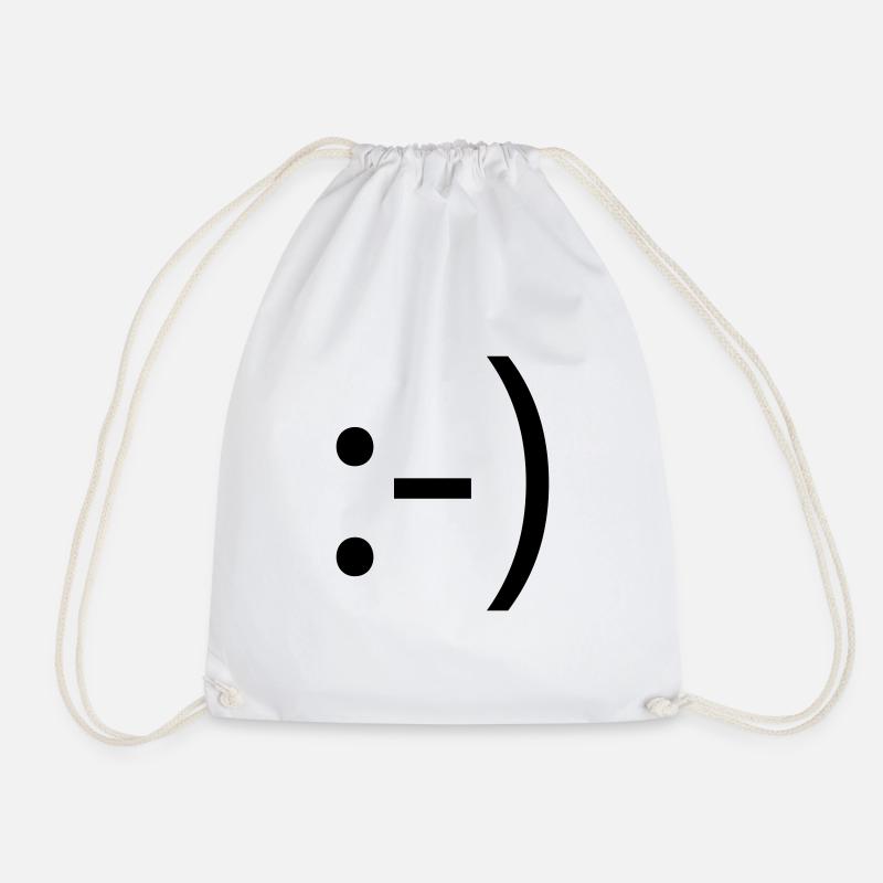EmoTee Happy :-) - Drawstring Bag - white