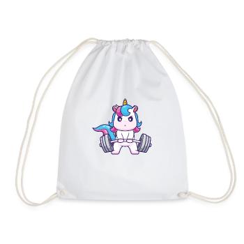 Unicorn Deadlifting - Magical Strength Workout - Drawstring Bag - white - Front