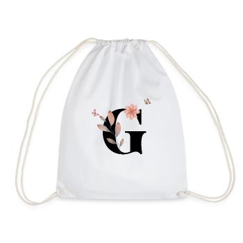 Letter g wildflowers watercolors - Drawstring Bag - white - Front