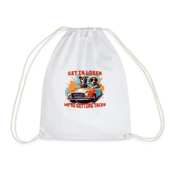 Get in we're getting tacos - Drawstring Bag - white - Front