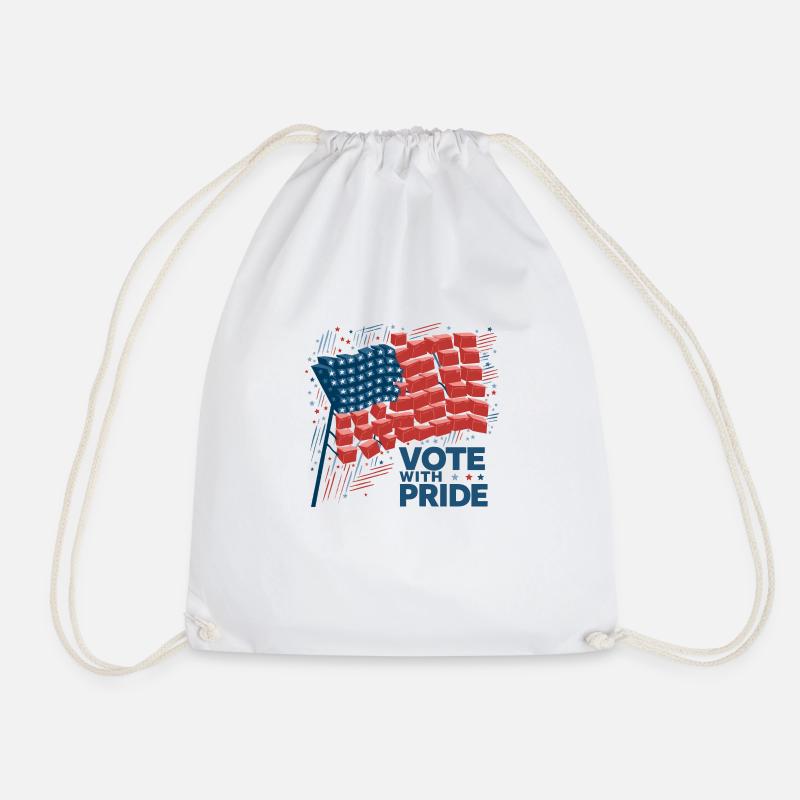 Vote with Pride - Drawstring Bag - white
