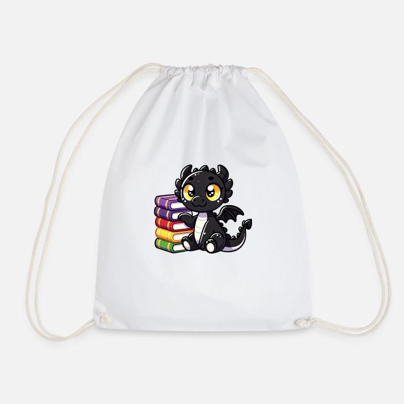 Schwarzer Drache Goldene Augen Bücher - Turnbeutel - Weiß