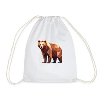 Geometrischer Bär – Minimalistisches Tierdesign - Turnbeutel - Weiß - Vorne