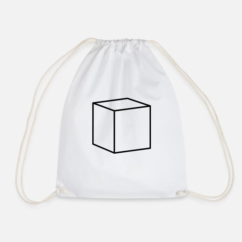 Black cube - Drawstring Bag - white