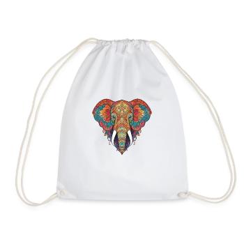éléphant Zentangle Art Animal coloré - Sac de sport léger - blanc - Devant