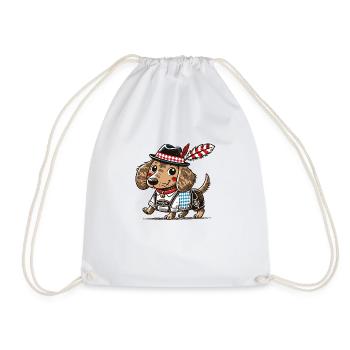 Le teckel bavarois en lederhosen - Sac de sport léger - blanc - Devant