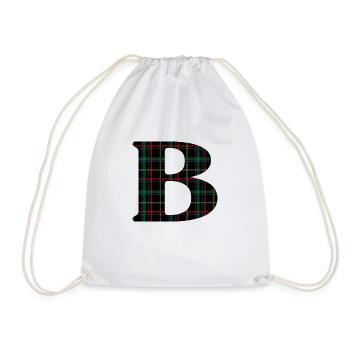 Monogrammed b Scottish tartan - Drawstring Bag - white - Front