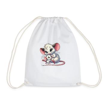 Mouse mother with child - Drawstring Bag - white - Front