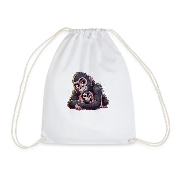 Mère gorille avec enfant - Sac de sport léger - blanc - Devant