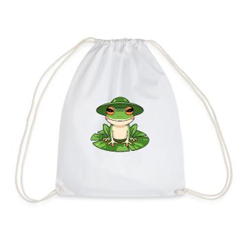 Grenouille mignonne avec chapeau - Sac de sport léger - blanc - Devant