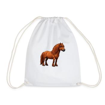Highland Pony Rolle - Turnbeutel - Weiß - Vorne