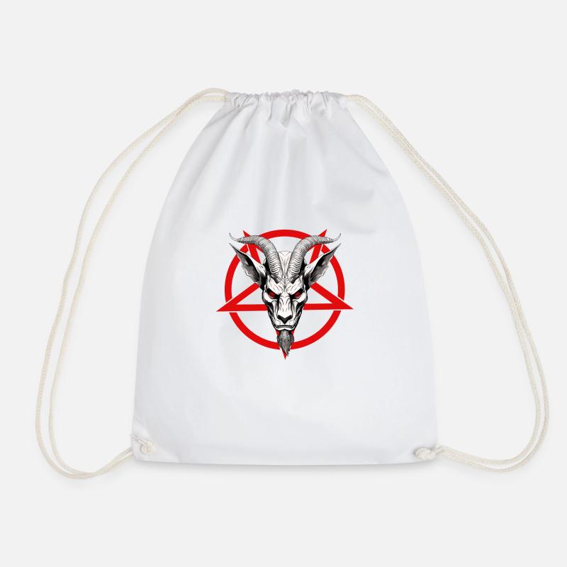Baphomet Pentagram - Drawstring Bag - white