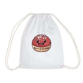 Nett-Brötchen | Mett | Comic - Drawstring Bag - white - Front