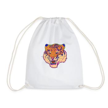 Tiger Design - Drawstring Bag - white - Front