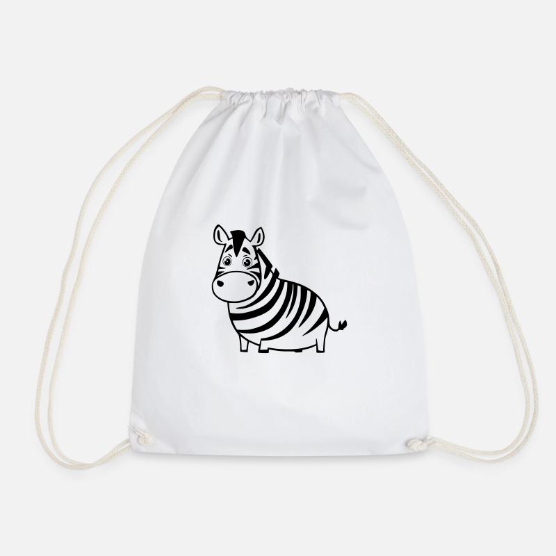 Funny zebra as vector illustration - Drawstring Bag - white