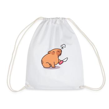 Capybara with an Angry and Cute Look - Drawstring Bag - white - Front