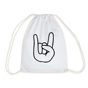 Emoji RocknRoll sketch black - Drawstring Bag - white - Front