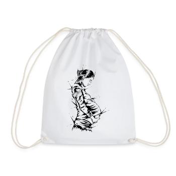 Pregnant woman with baby belly - Drawstring Bag - white - Front