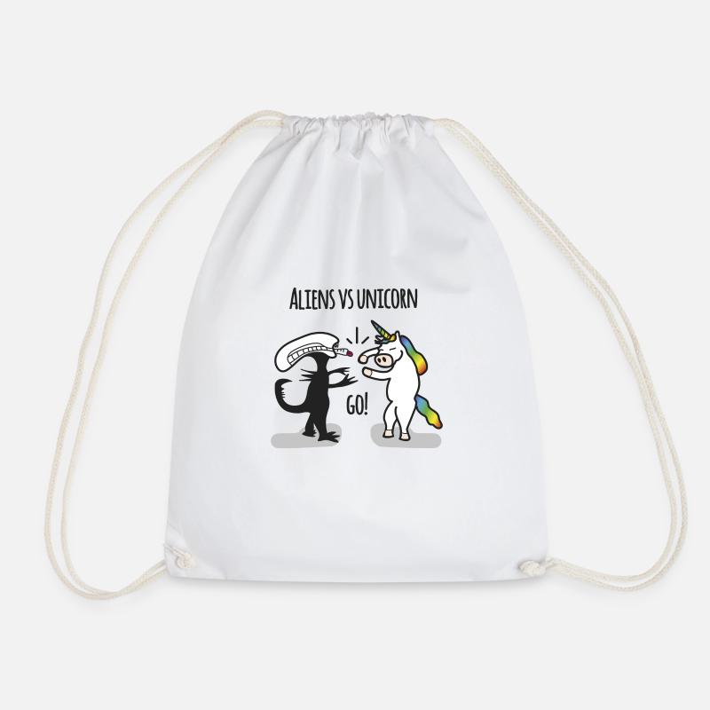 Aliens vs. Unicorn - Drawstring Bag - white