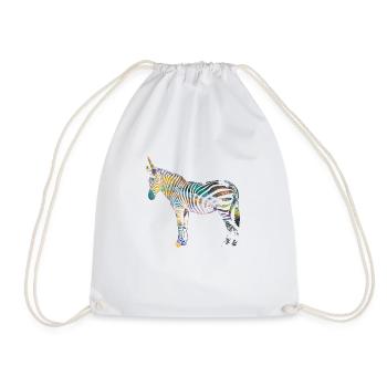 Zebra,unicorn, colorful, illustration,graffiti - Drawstring Bag - white - Front