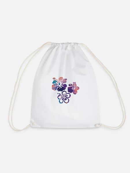 Blume,Lotus, kolibri,Malerei,blau,Blumen,lila - Turnbeutel - Weiß