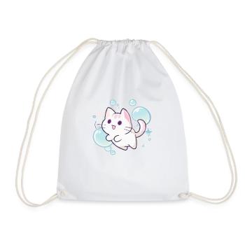 Cute cat - tender and adorable design - Drawstring Bag - white - Front