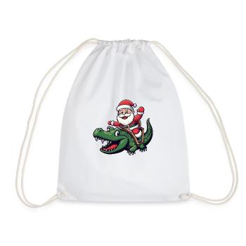 Alligator Père Noël dessin animé - Sac de sport léger - blanc - Devant