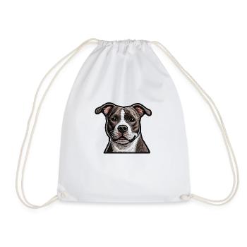 American Staffordshire Terrier - Drawstring Bag - white - Front