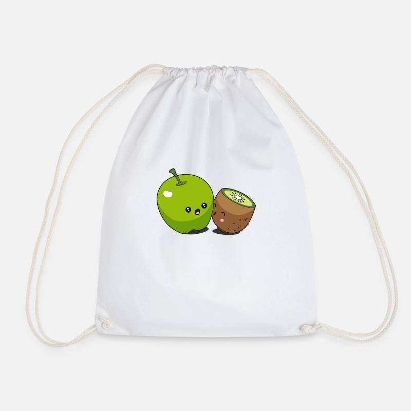Apfel Kiwi Kawaii - Turnbeutel - Weiß
