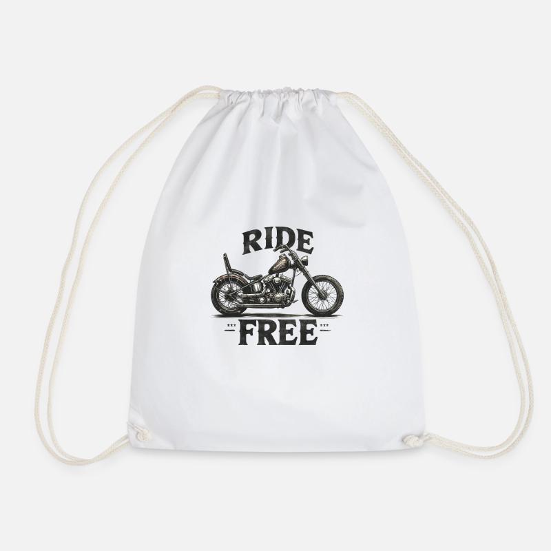 Ride Free Motorcycle - Drawstring Bag - white