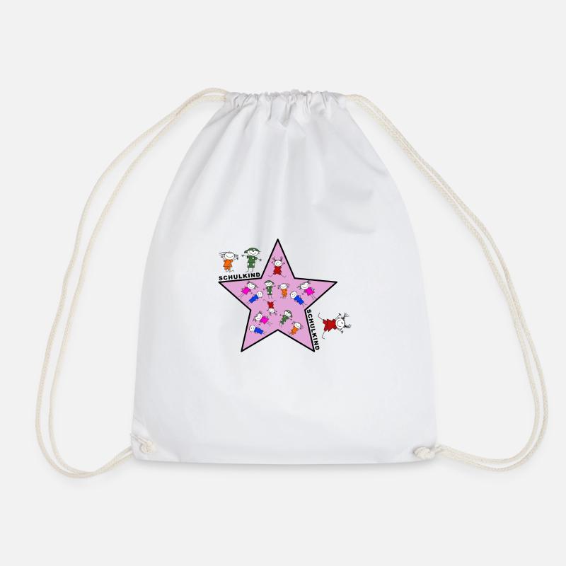 Schulkind Stern rosa Schulanfang abc - Drawstring Bag - white