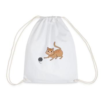 Cat with wool - Drawstring Bag - white - Front