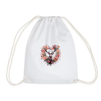 Ersatz Dirndl Hirschgeweih Hirsch - Turnbeutel - Weiß - Vorne