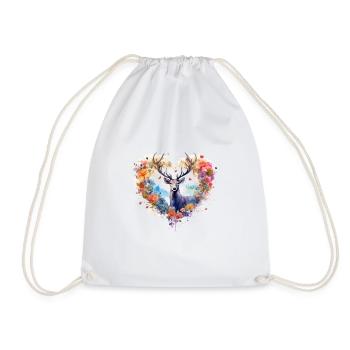 Ersatz Dirndl Hirschgeweih Hirsch - Turnbeutel - Weiß - Vorne