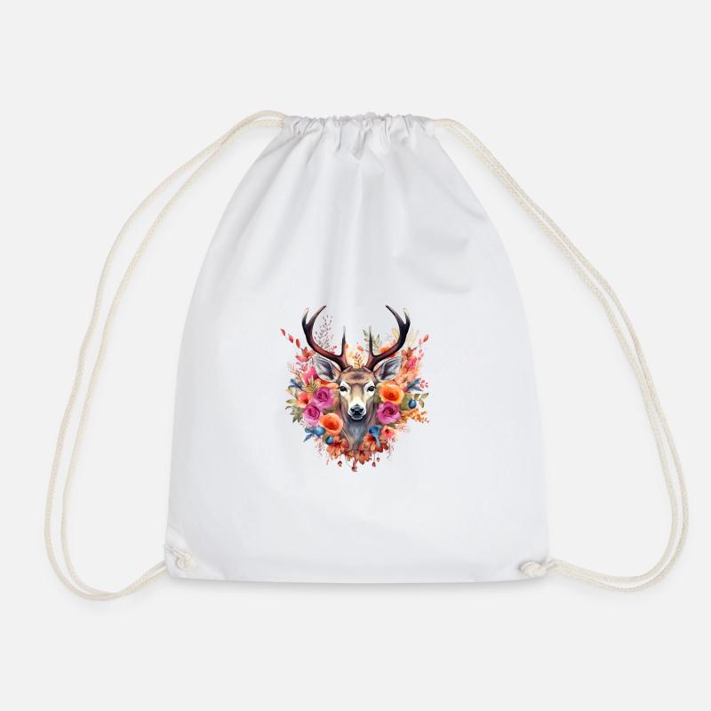 Replacement dirndl deer antlers deer - Drawstring Bag - white