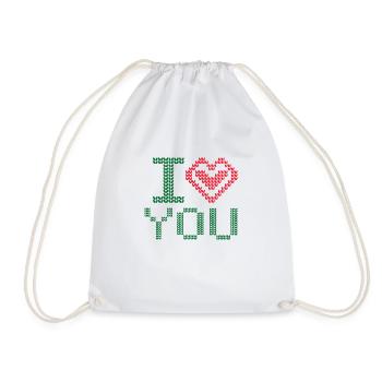 i love you with heart - Drawstring Bag - white - Front