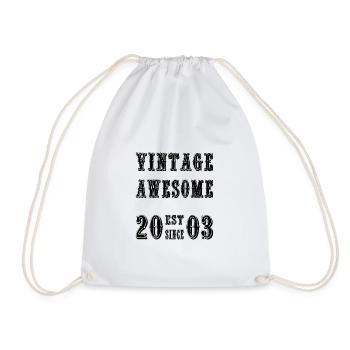 Vintage Awesome EST SINCE 2003 Birthday - Drawstring Bag - white - Front